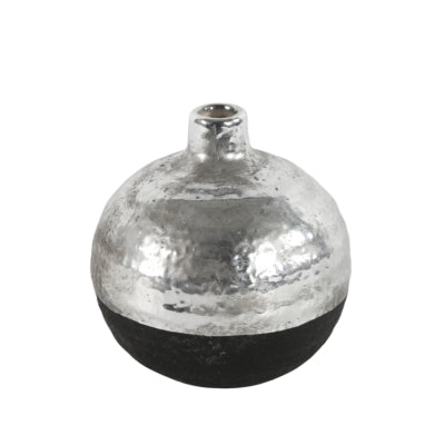 Vaso Countryfield terri rotondo s nero argento color 12 cm | 12 pezzi