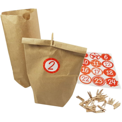 Set regalo calendario dell'avvento fai da te rosso 26 cm | 24 pezzi