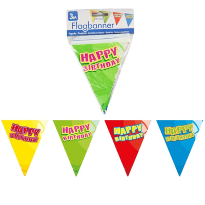 Folat mini vlaggenlijn happy birthday 3 meter | 24 stuks