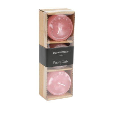 Countryfield drijfkaars bollie roze 5 cm set van 3 | 24 stuks