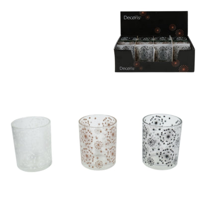 Theelichthouder glas 8,3 cm 3 assorti | 12 stuks