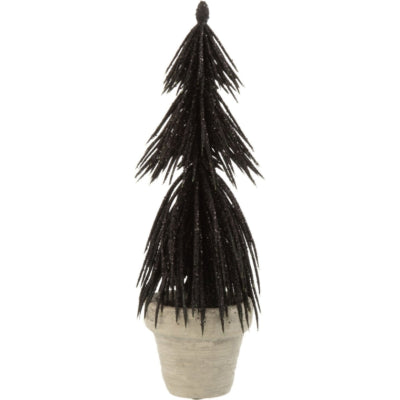 Pino J-line in vaso glitter nero 22 cm | 12 pezzi