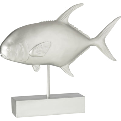 J-line beeld op voet tropische vis zilverkleurig 51,5 cm | 2 stuks