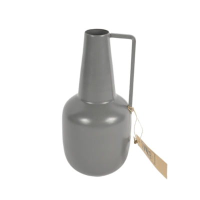 Jarrón botella metal gris 20 cm | 12 piezas