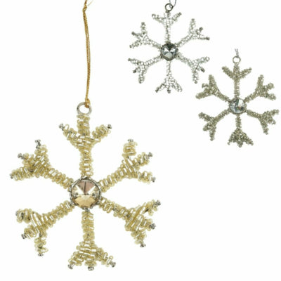Ciondolo perline fiocco di neve 8 cm 3 assortiti | 24 pezzi