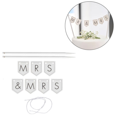 Ginger ray taarttopper mr mrs vlaggenlijn | 20 stuks