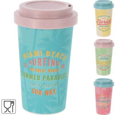 Bicchiere con coperchio 400 ml 4 assortiti | 12 pezzi