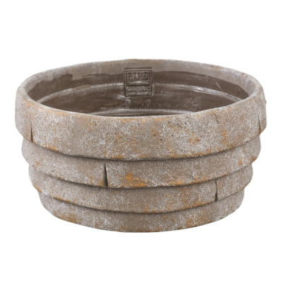 Ptmd macetero shesheena cuenco gris l 25 cm | 8 piezas