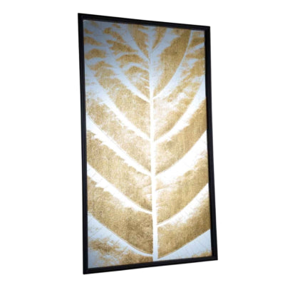 Pannello da parete loro specchio foglia di palma color oro 100 cm | 2 pezzi