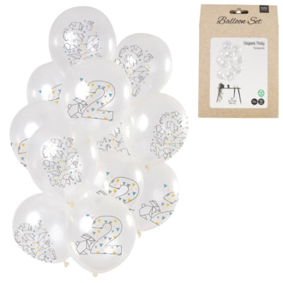 Palloncini folat origami figura 2 anni 30 cm set da 12 | 24 pezzi