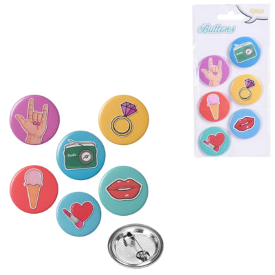 Bottoni cartone animato 4 cm set da 6 | 48 pezzi