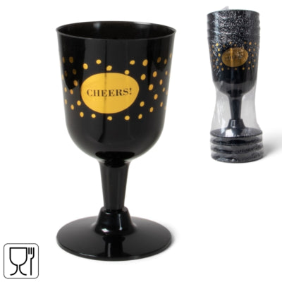Bicchieri da vino Senza color oro nero 140 ml 4 pezzi | 24 pezzi