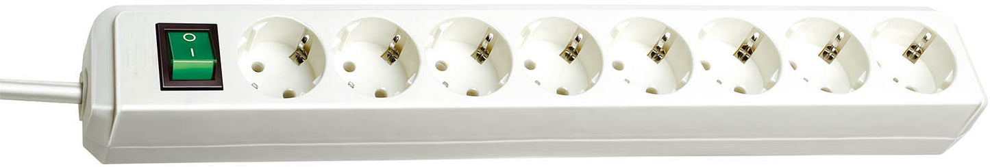 Brennenstuhl eco-line stekkerdoos met schakelaar 8-voudig wit 3m h05vv-f 3g1,5 - 1159320018