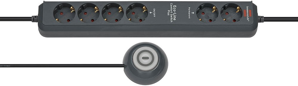 Brennenstuhl eco-line comfort switch plus 6x stekkerdoos (antraciet, 1159560516, voor 6 stekkers)