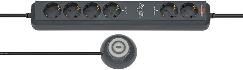 Brennenstuhl eco-line comfort switch plus 6x stekkerdoos (antraciet, 1159560516, voor 6 stekkers)