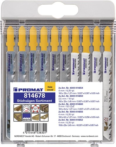 Gamma di seghetti alternativi Promat tecwerk | 10 pezzi per legno - 4000814678