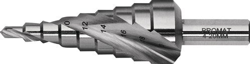 Punta a gradino Promat tecwerk | gamma di punte 4-20 mm | hss spirale scanalata | numero di tagli 2 passaggi numero 9 - 4000862082