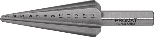 Broca escalonada Promat tecwerk | rango de perforación 3-14 mm | longitud total hss 58 mm | número de cortes 2 - 4000862031
