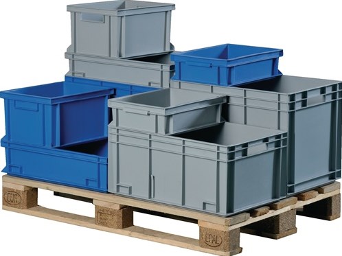 Promat tecwerk contenedor apilable de transporte | largo400xan300xal120mm | mango de concha de polipropileno gris | paredes laterales cerradas - 9000447800