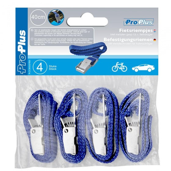 Proplus correas para bicicletas con hebilla de metal 40 cm azul 4 piezas