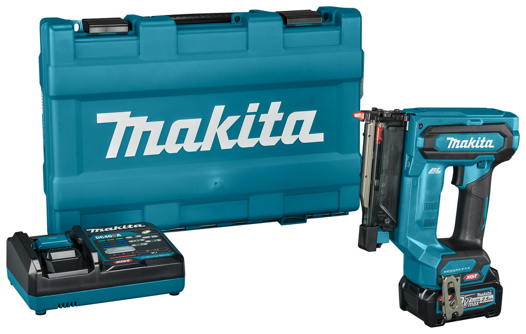 Chiodatrice a perni Makita pt001gd101 | 40 V massimo | Batteria da 2,5 Ah + caricabatterie rapido | in custodia di plastica pt001gd101