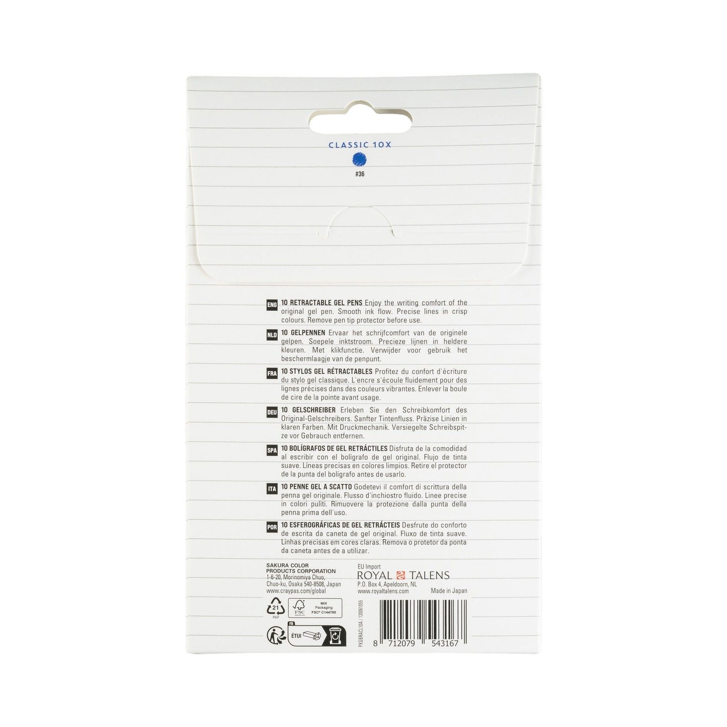 Sakura • gelly roll retractable classic set blue 10pcs