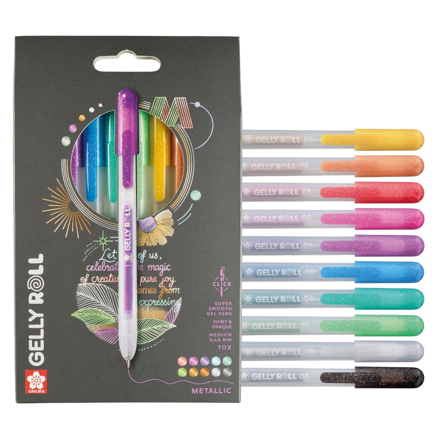 Sakura • gelly roll retractil metalico set 10uds