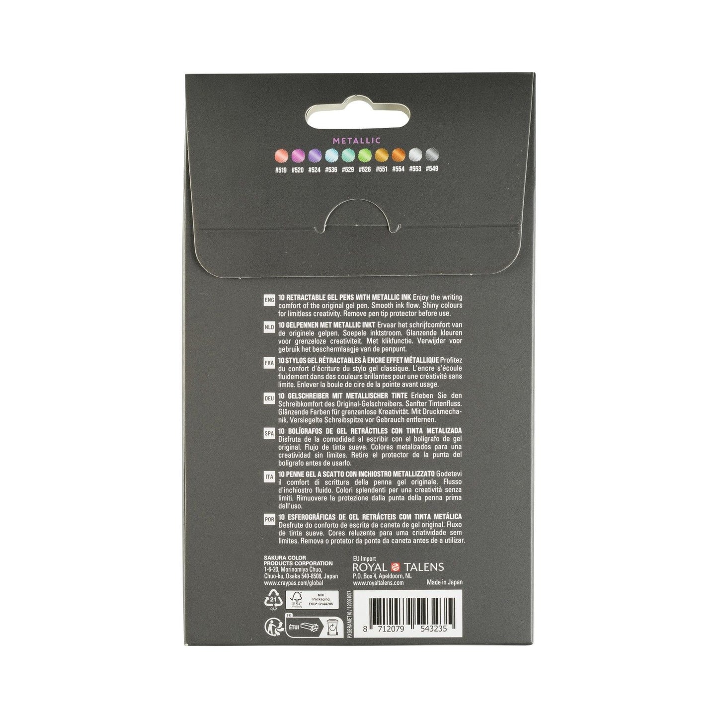Sakura • gelly roll retractil metalico set 10uds