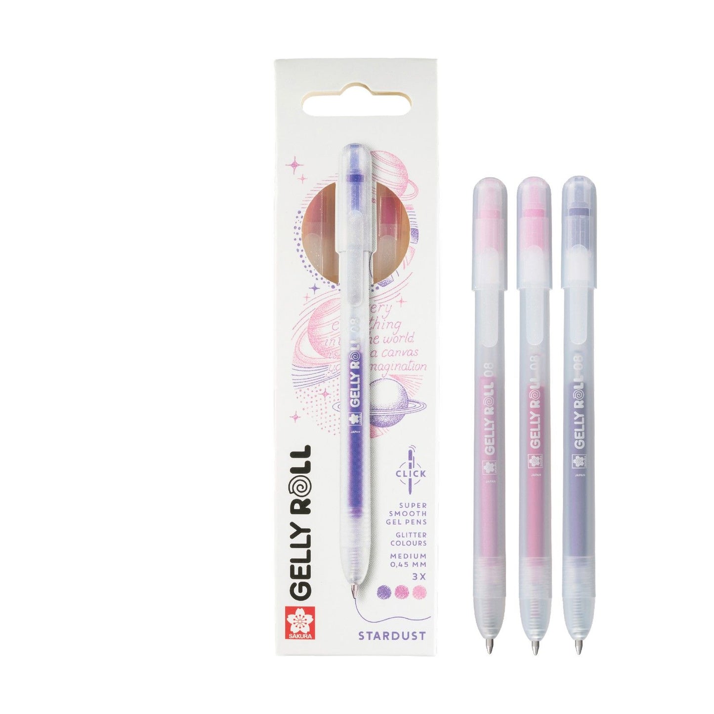 Sakura • gelly roll retractable stardust set pink purple 3pcs