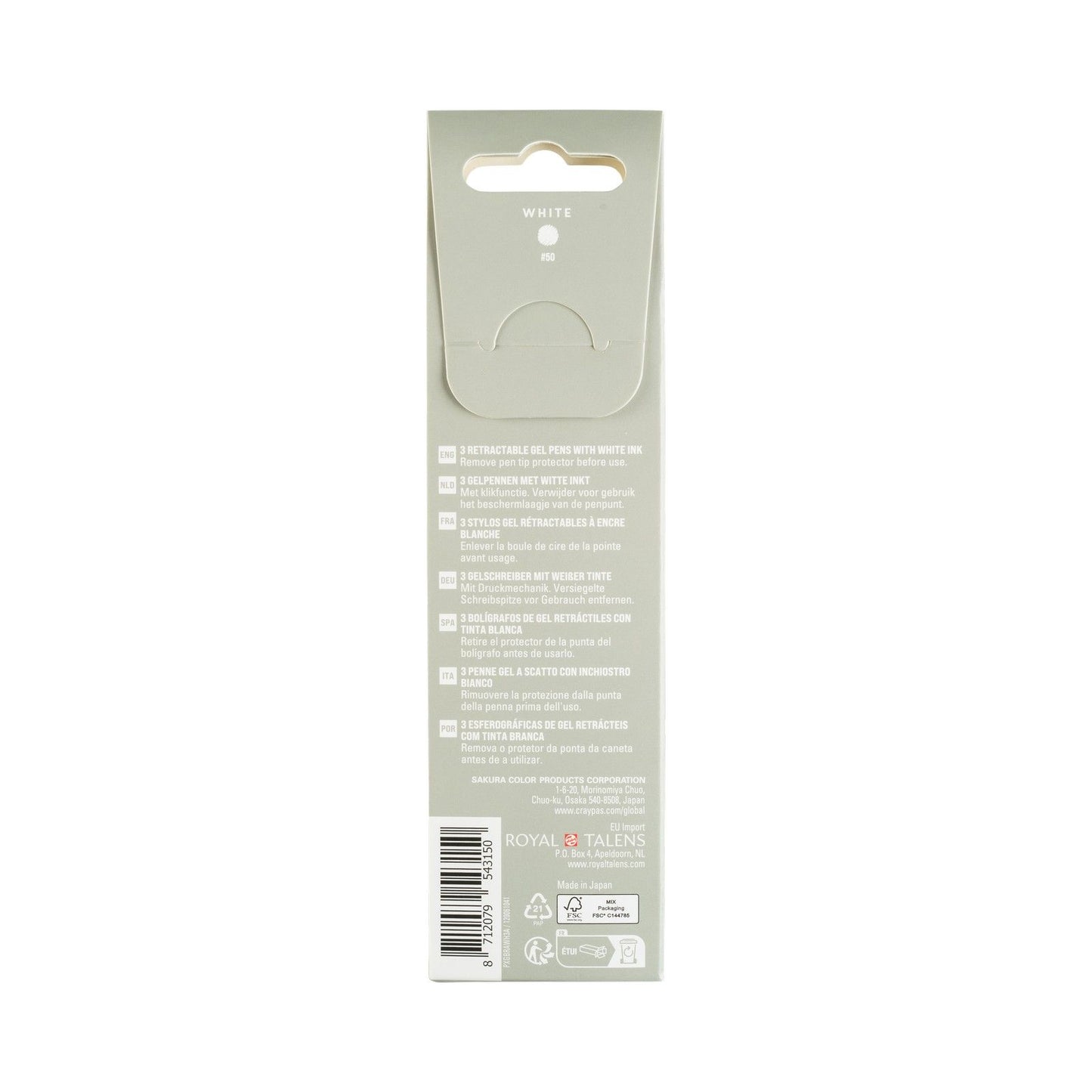 Sakura • gelly roll retractil classic set blanco 3uds