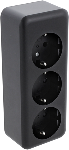 Enchufe Q-link | construcción | 3 veces | con tierra protectora | alargado | negro - 00.945.55