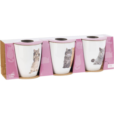 Excellent houseware cup set cats 3-piece 220ml