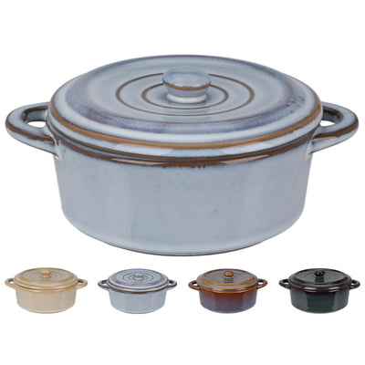 Excellent houseware ceramic stew pot, round, 13x6cm