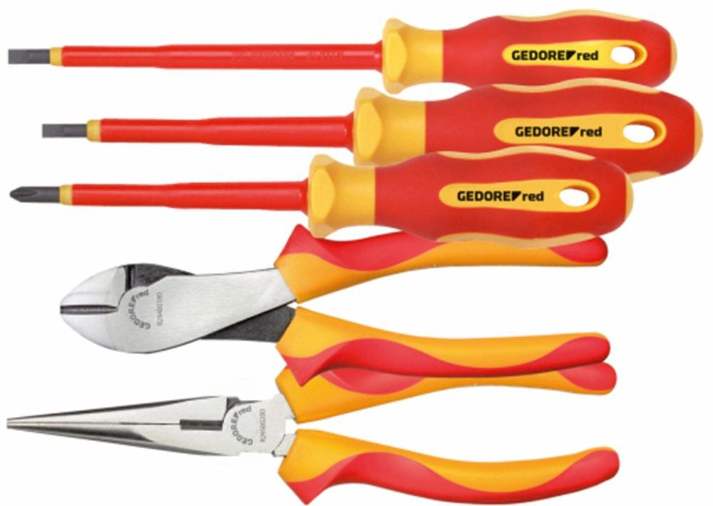 Set di strumenti rossi di GEDORE VDE e Tangen 5 pezzi