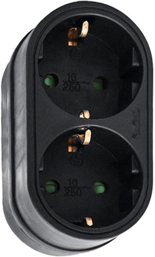 Enzo randaarde stekkeradapter 2-voudig verticaal zwart - 6175905