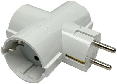 Adaptador de toma de tierra de 3 vías modelo T blanco - 6175914