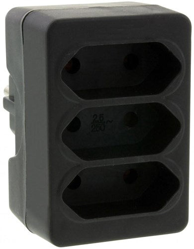 Adattatore presa di terra 3 x euro nero - 6175909