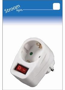 Adattatore per presa di terra con interruttore bianco - 6640890