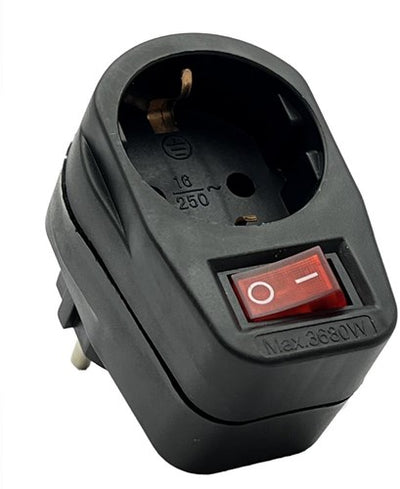 Adattatore per presa di terra con interruttore nero - 6140891