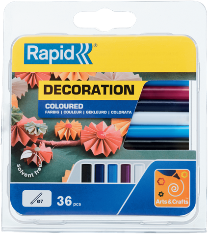 Pegamento rápido en barra de colores | clásico | 7 mm x 94 mm | 36 piezas | ampolla - 5001363