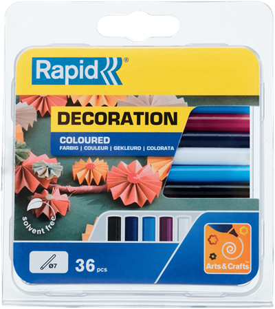 Colla rapida in stick colorati | classico | 7 mm x 94 mm | 36 pezzi | blister - 5001363