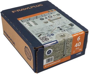 Vite per calcestruzzo Rawl 7,5 | 6 pezzi x40 vz ck torx tx30 | 100 pezzi - r33-r-lx-06x040-p-zp