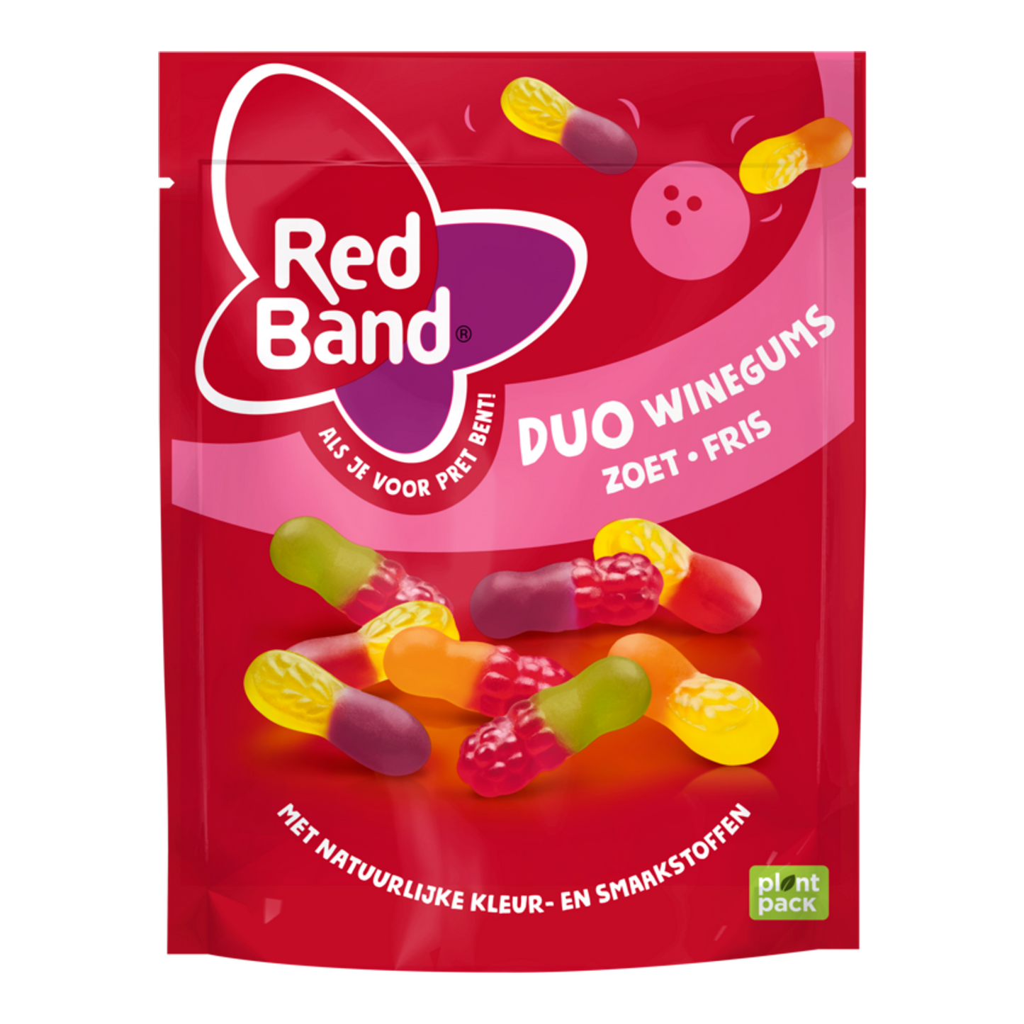 Red band duo winegums snoep - zoet fris - frisse fruitsmaak - 10x215g