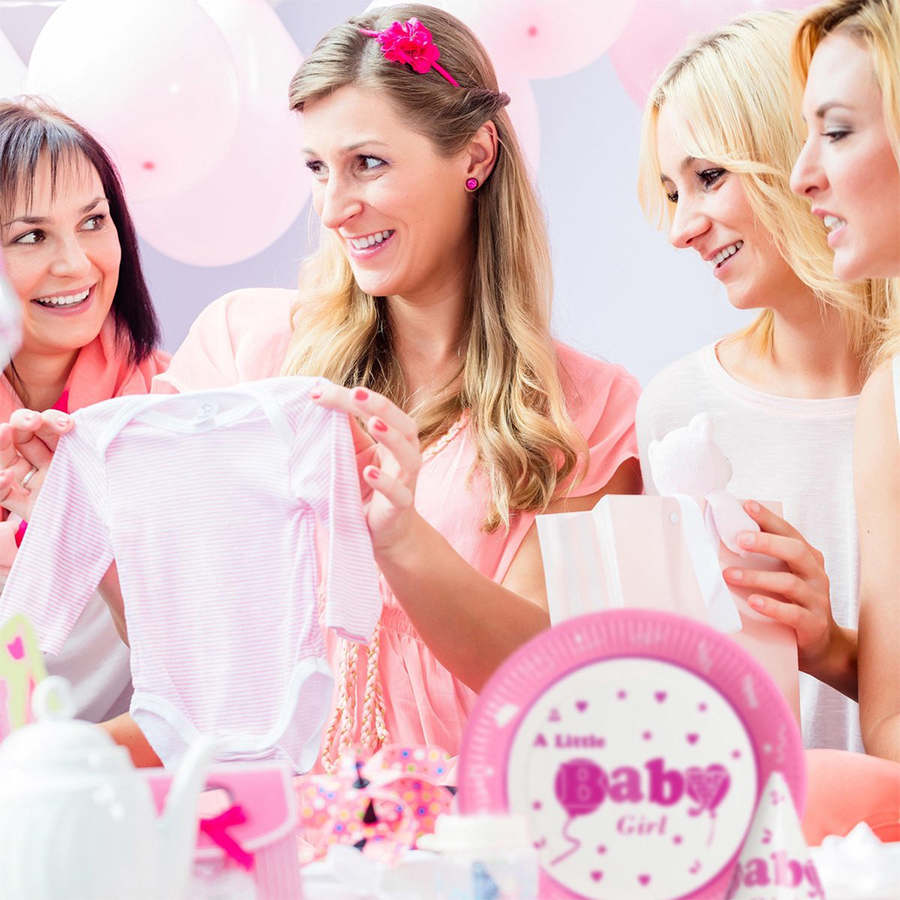Relaxdays partyset geboorte meisje 19-delig