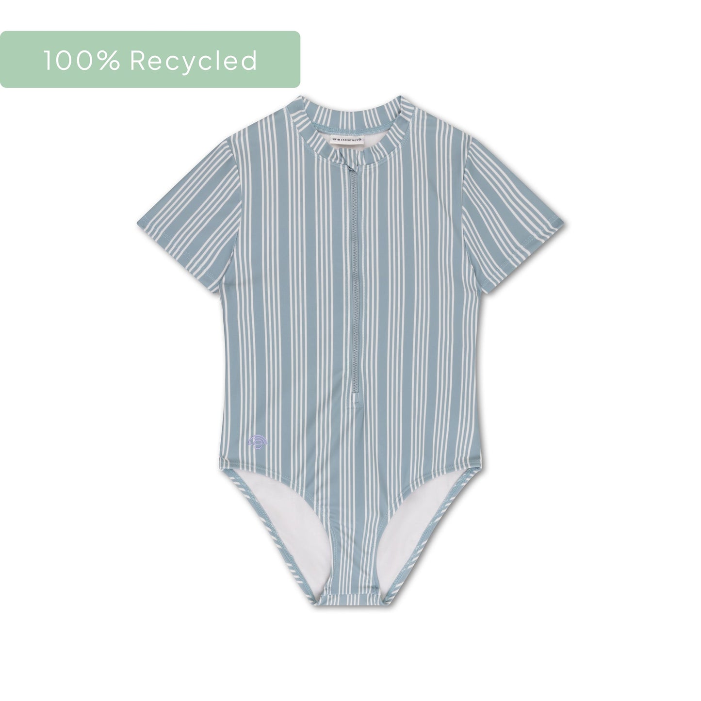 Resort stripe | groen gestreept meisjes uv badpak met korte mouwen