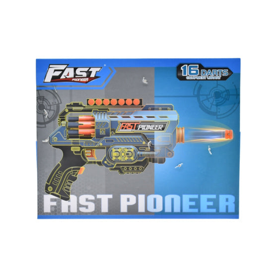 Pistola giocattolo pionieristica veloce con magazzino rotante 16 proiettili