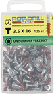 Rotadrill rotadrill uni tornillo vz pk + punta de corte torx tx20 ​​3.5x16 | 125 piezas - 467.035.016
