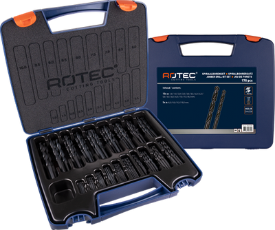 Rotec juego brocas helicoidales 1-10x0,5mm hss 170 piezas