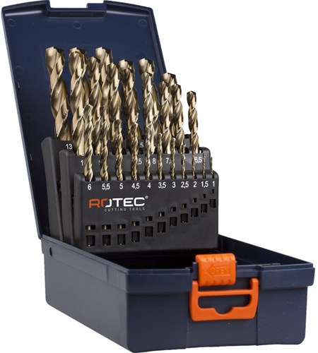 Rotec 25-dlg. spiraalborenset type '111' in abs-cassette 1,0-13,0x0,5mm - 900.0029k - 900.0029k