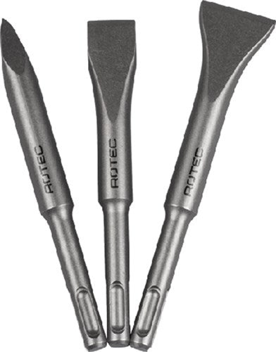 Rotec 3 pezzi SDS+set scalpelli 140 lungo, punta, piatto 20mm, vanga 30mm - 2150100